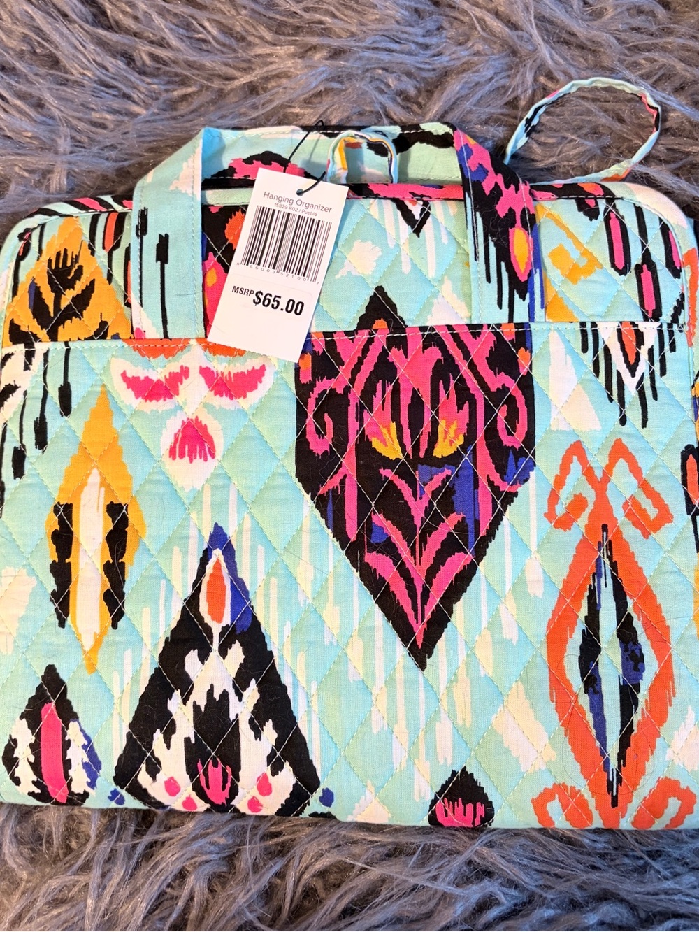 Vera Bradley Pueblo Print Quilted Patterned Hanging Organizer - Aqua Multicolor